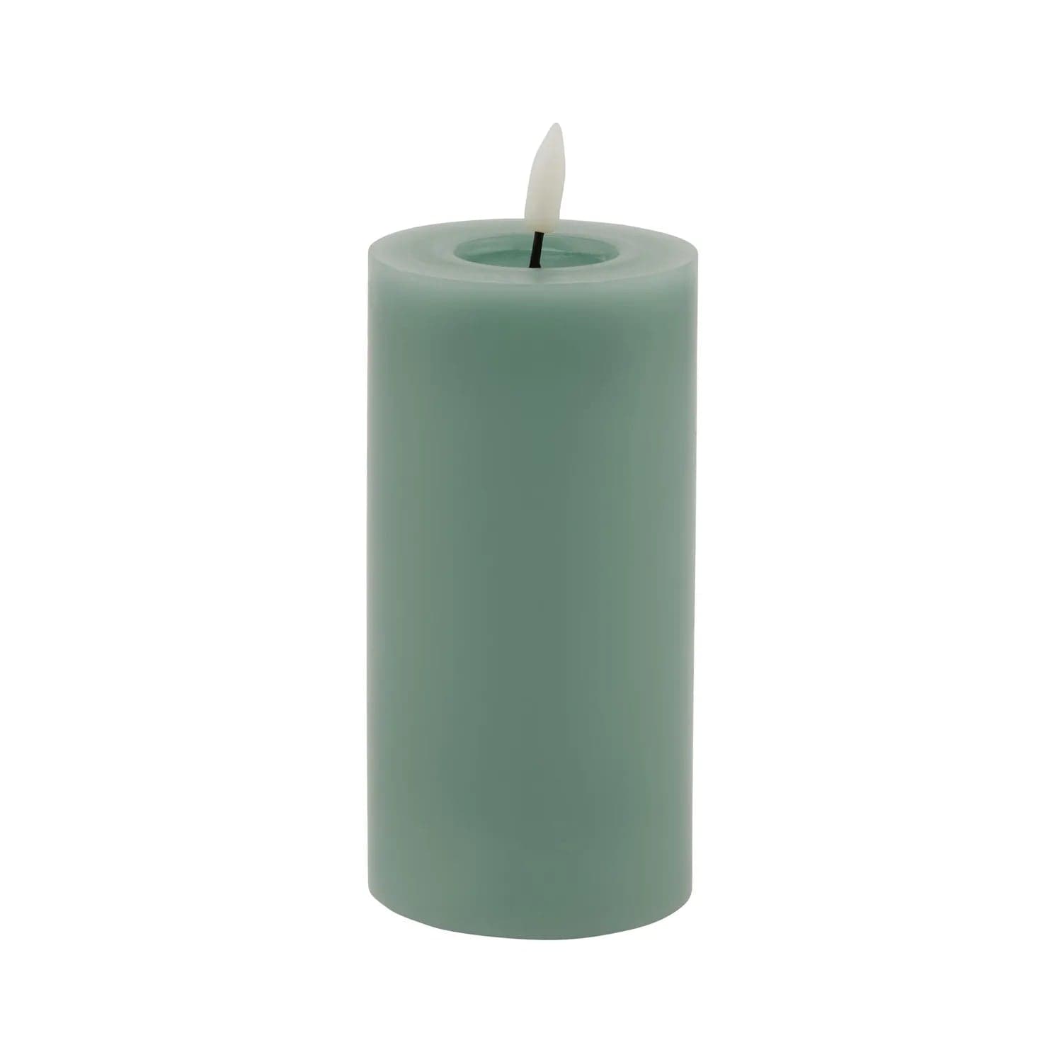 Sage Green LED Pillar Candle with Flickering Flame 15x8cm